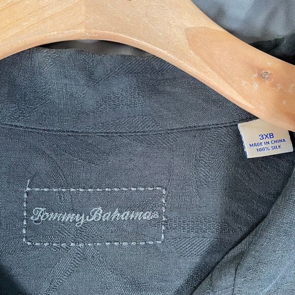 Tommy Bahama 100% Silk Shirt Men’s 3XB (Big) Black Floral Short Sleeve Camp - Picture 2 of 6